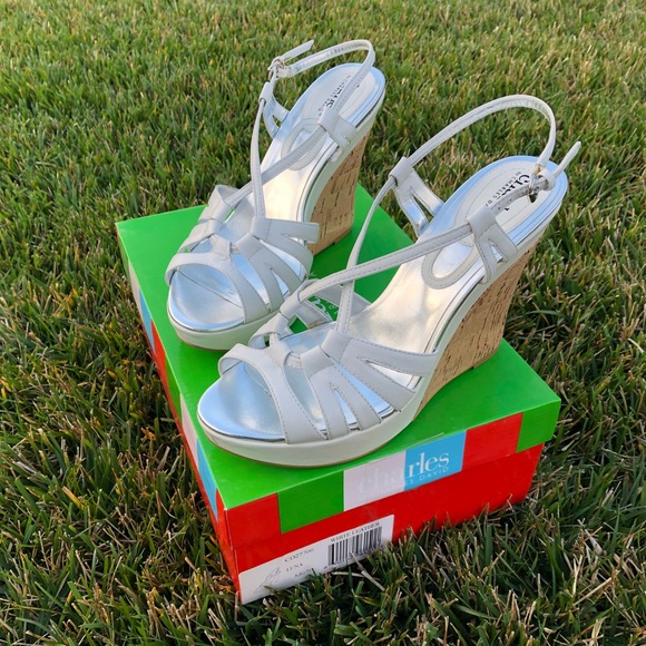 Charles David Strappy Platform Cork Wedge Sandals - Picture 5 of 5